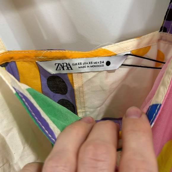 *NEW* ZARA BLOGGER FAVORITE COLORFUL GEOMETRIC MIDI DRESS XS - Picture 10 of 13